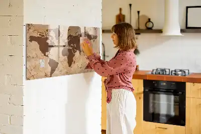 Carte du monde vintage tableau magnétique avec feutre