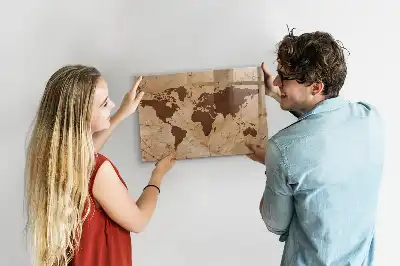 Carte du monde vintage tableau magnétique avec feutre