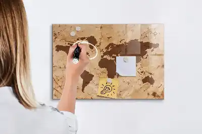 Carte du monde vintage tableau magnétique avec feutre