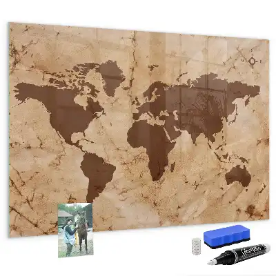 Carte du monde vintage tableau magnétique avec feutre