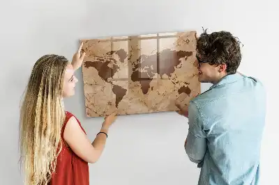 Carte du monde vintage tableau magnétique avec feutre