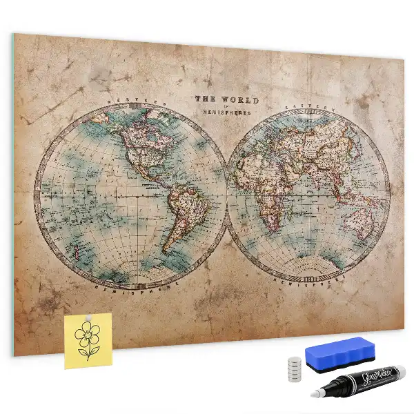 Tableau magnétique effaçable à sec carte du monde globe