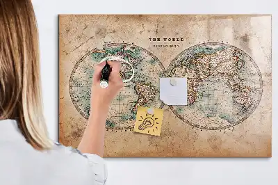 Tableau magnétique effaçable à sec carte du monde globe
