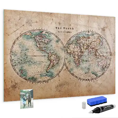 Tableau magnétique effaçable à sec carte du monde globe