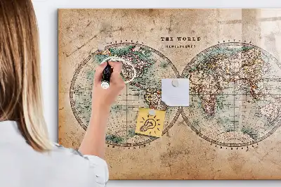 Tableau magnétique effaçable à sec carte du monde globe