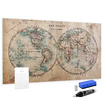 Tableau magnétique effaçable à sec carte du monde globe