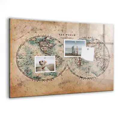 Tableau magnétique effaçable à sec carte du monde globe