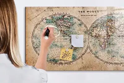 Tableau magnétique effaçable à sec carte du monde globe