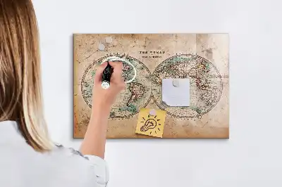 Tableau magnétique effaçable à sec carte du monde globe