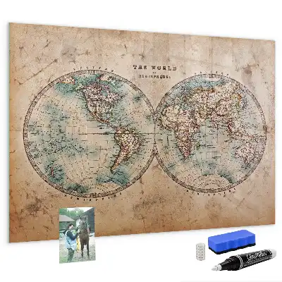Tableau magnétique effaçable à sec carte du monde globe