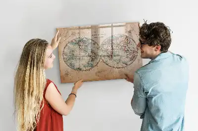 Tableau magnétique effaçable à sec carte du monde globe