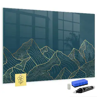 Tableau magnétique effaçable à sec motif esquisse de montagnes