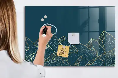 Tableau magnétique effaçable à sec motif esquisse de montagnes