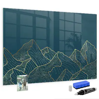 Tableau magnétique effaçable à sec motif esquisse de montagnes