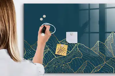 Tableau magnétique effaçable à sec motif esquisse de montagnes