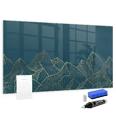 Tableau magnétique effaçable à sec motif esquisse de montagnes