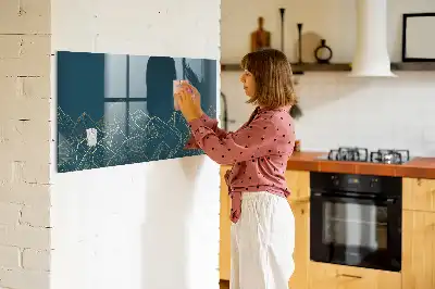 Tableau magnétique effaçable à sec motif esquisse de montagnes