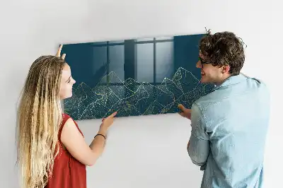 Tableau magnétique effaçable à sec motif esquisse de montagnes