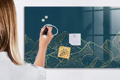 Tableau magnétique effaçable à sec motif esquisse de montagnes