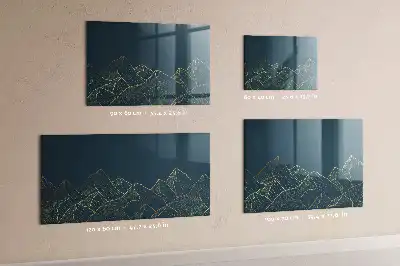 Tableau magnétique effaçable à sec motif esquisse de montagnes