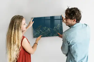 Tableau magnétique effaçable à sec motif esquisse de montagnes
