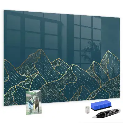 Tableau magnétique effaçable à sec motif esquisse de montagnes
