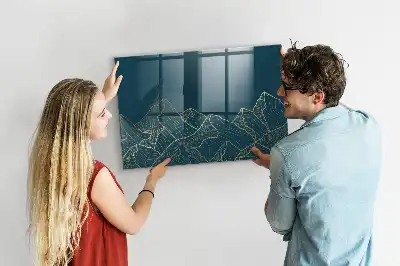 Tableau magnétique effaçable à sec motif esquisse de montagnes
