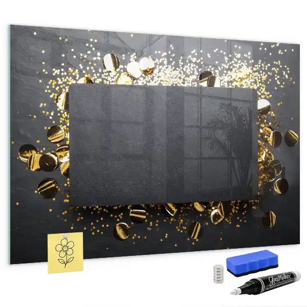 Tableau magnétique effaçable à sec motif confettis dorés