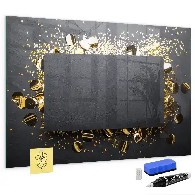 Tableau magnétique effaçable à sec motif confettis dorés