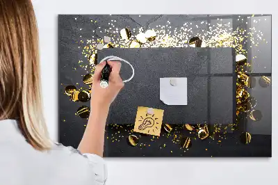 Tableau magnétique effaçable à sec motif confettis dorés