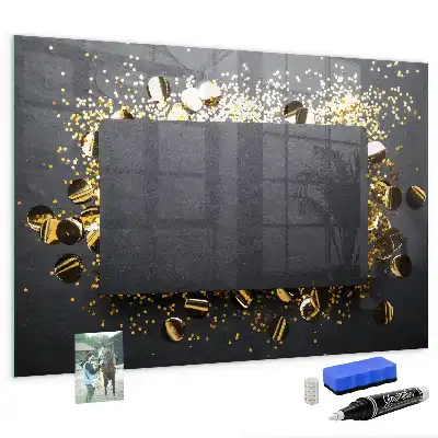 Tableau magnétique effaçable à sec motif confettis dorés