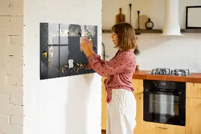 Tableau magnétique effaçable à sec motif confettis dorés