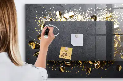 Tableau magnétique effaçable à sec motif confettis dorés