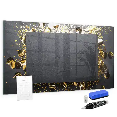 Tableau magnétique effaçable à sec motif confettis dorés