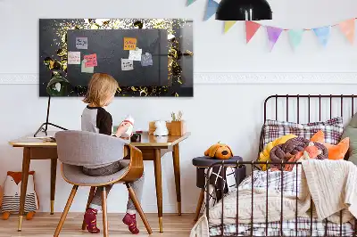Tableau magnétique effaçable à sec motif confettis dorés