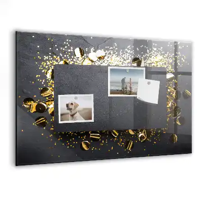 Tableau magnétique effaçable à sec motif confettis dorés