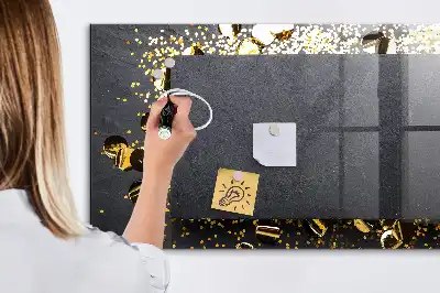 Tableau magnétique effaçable à sec motif confettis dorés