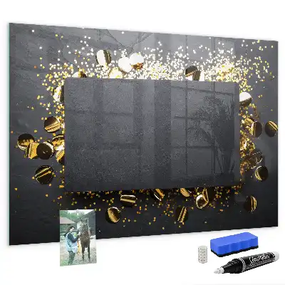 Tableau magnétique effaçable à sec motif confettis dorés