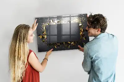 Tableau magnétique effaçable à sec motif confettis dorés