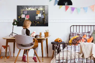 Tableau magnétique effaçable à sec motif confettis dorés