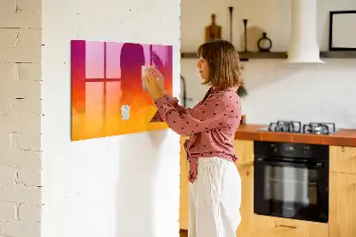 Tableau magnétique effaçable à sec motif lever de soleil
