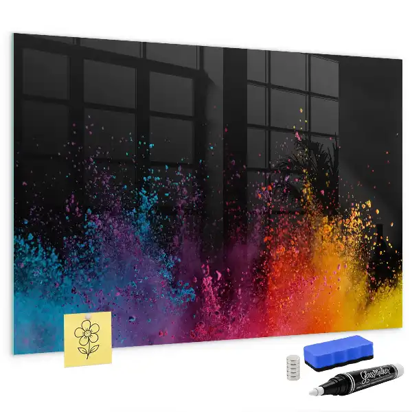 Tableau magnétique effaçable à sec modèle explosion de couleurs