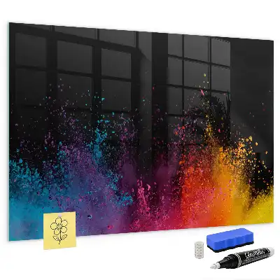 Tableau magnétique effaçable à sec modèle explosion de couleurs