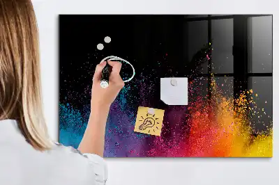 Tableau magnétique effaçable à sec modèle explosion de couleurs