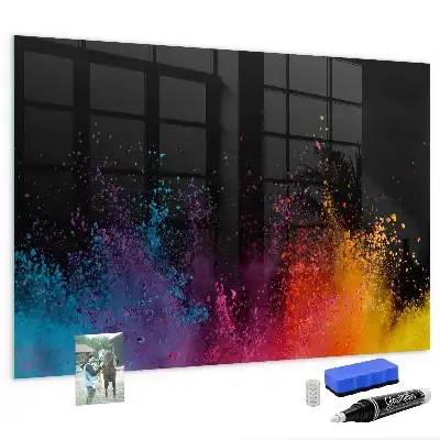 Tableau magnétique effaçable à sec modèle explosion de couleurs