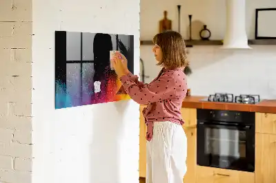 Tableau magnétique effaçable à sec modèle explosion de couleurs