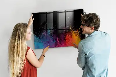 Tableau magnétique effaçable à sec modèle explosion de couleurs