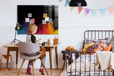 Tableau magnétique effaçable à sec modèle explosion de couleurs