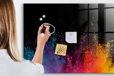 Tableau magnétique effaçable à sec modèle explosion de couleurs