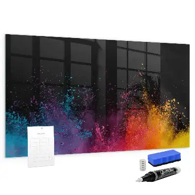 Tableau magnétique effaçable à sec modèle explosion de couleurs